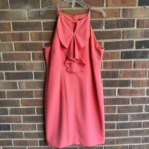 Elegant Coral Halter Dress - Alex Marie - size 12